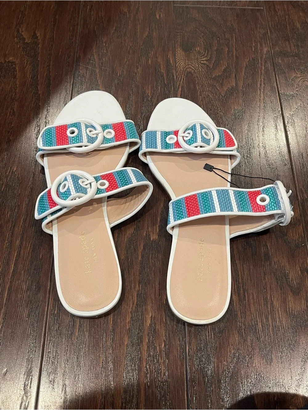 Kate Spade Women Multi Color Double Strap Sandals Marine Size 8.5B
